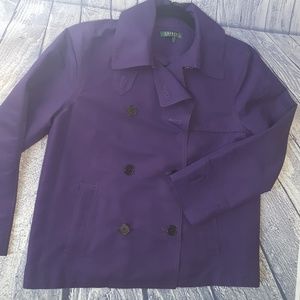 Ralph Lauren Purple Cropped Trench Coat, Large
